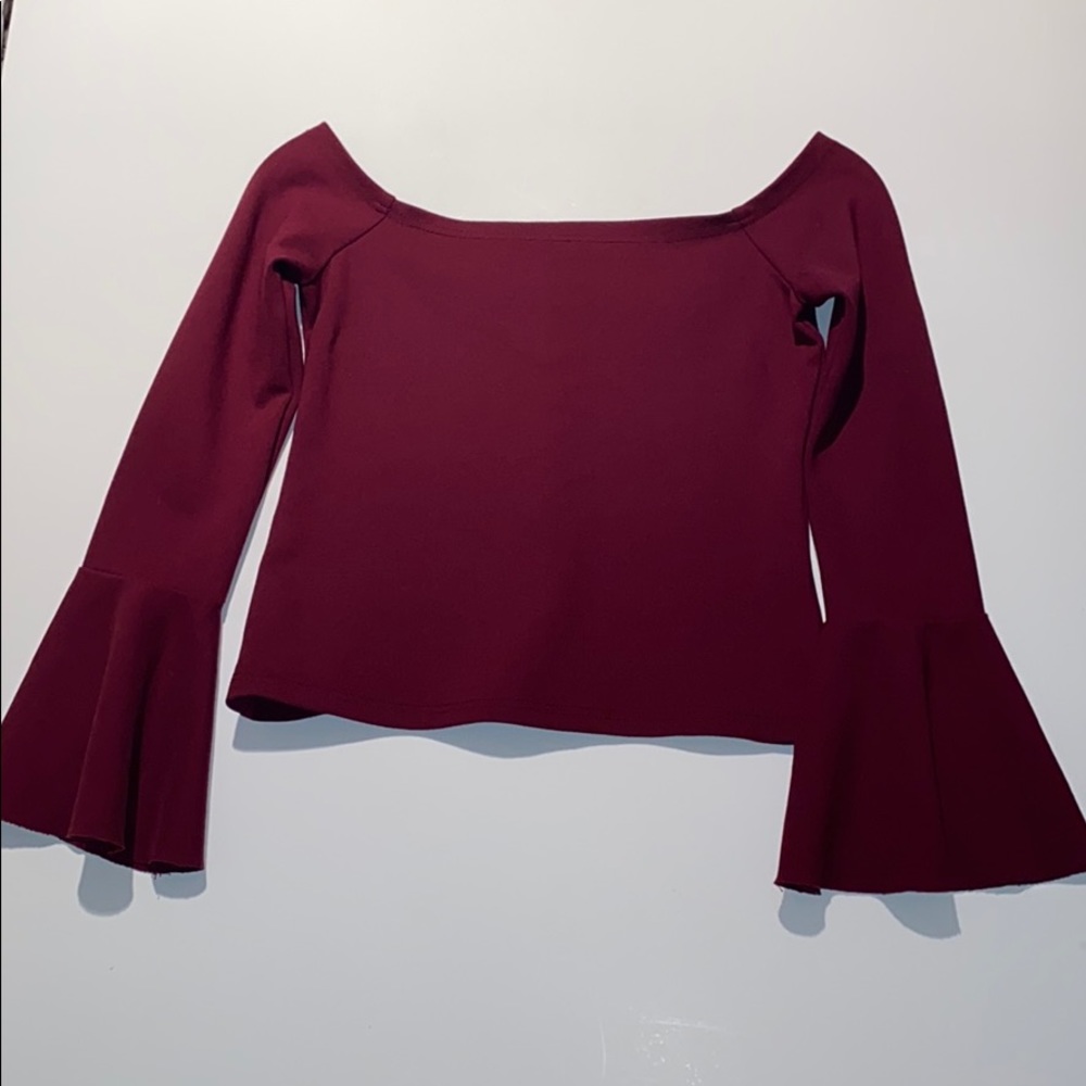 Women’s Nordstrom Maroon Off Shoulder Long Sleeve Blouse Small - Picture 4 of 16